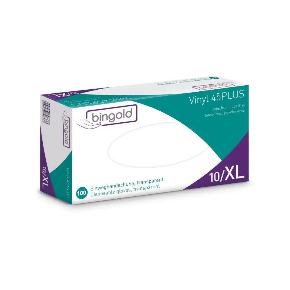 Bingold Vinyl 45PLUS Einmalhandschuhe Vinylhandschuhe, transparent-3