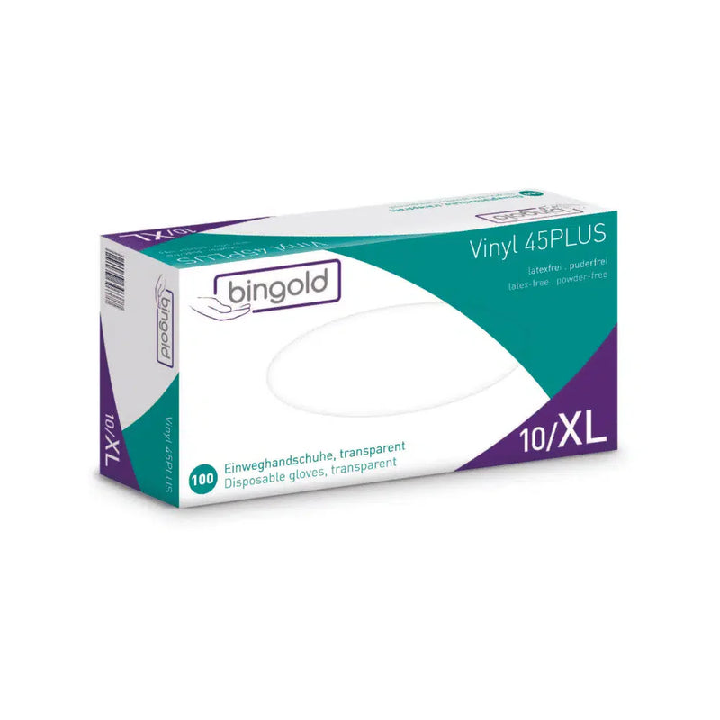 Bingold Vinyl 45PLUS Einmalhandschuhe Vinylhandschuhe, transparent-zoom-