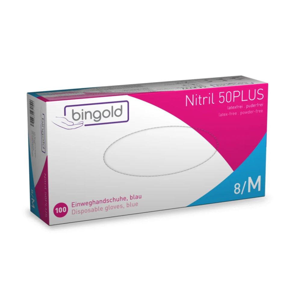 Bingold Nitril 50PLUS Einmalhandschuhe, Blau