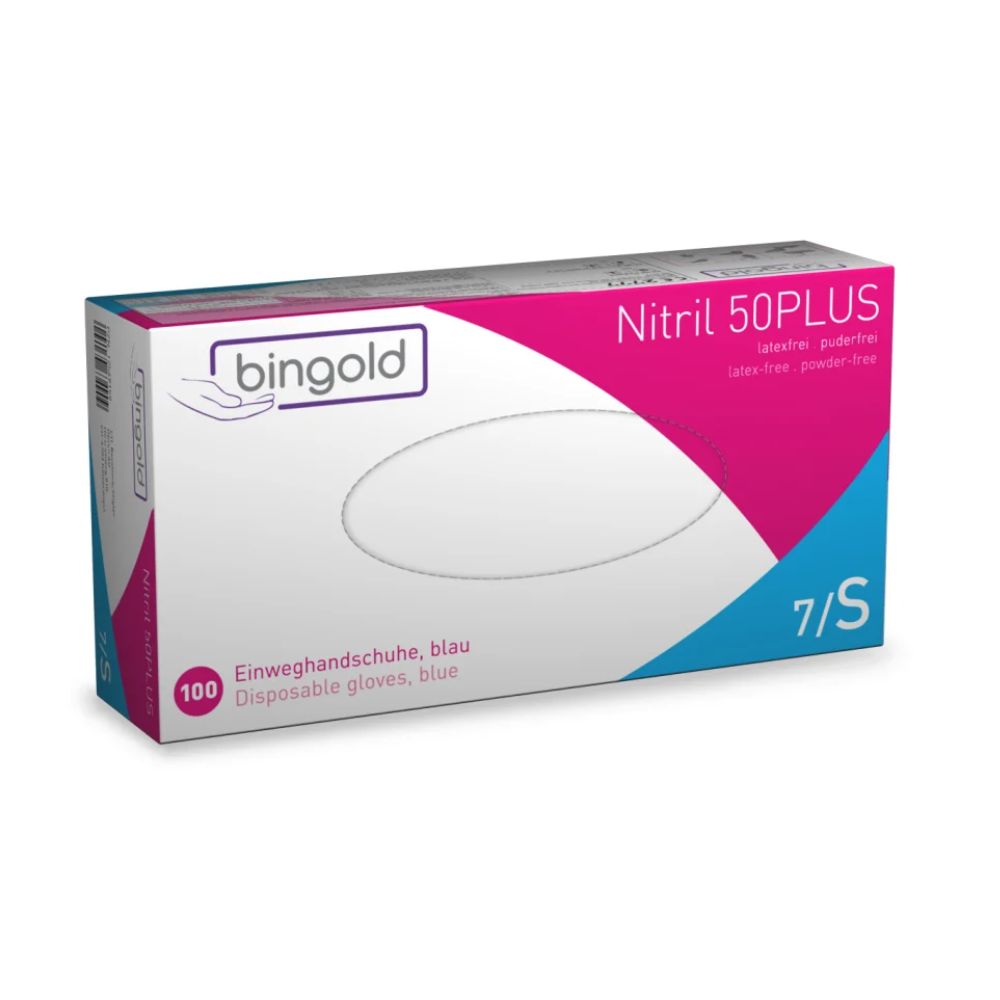 Bingold Nitril 50PLUS Einmalhandschuhe, Blau