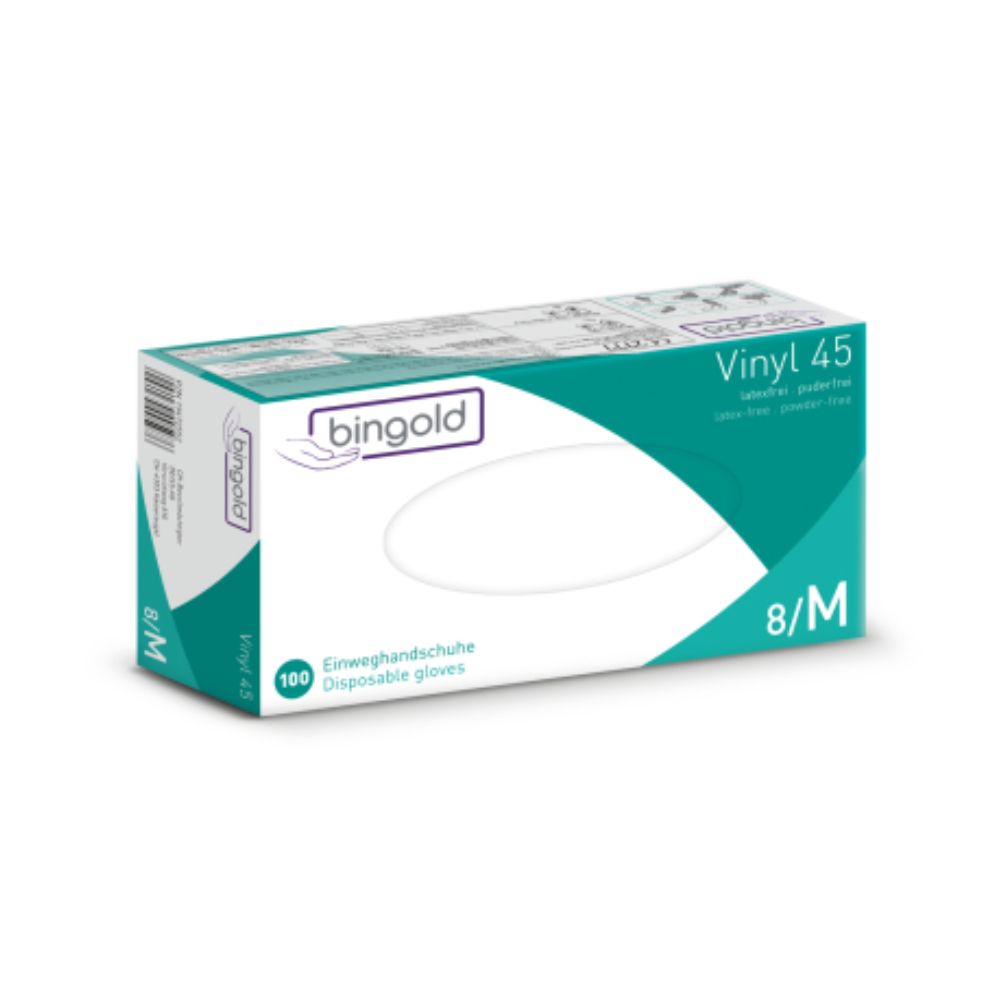 Bingold Vinyl 45 Einweghandschuhe transparent S - XL-2