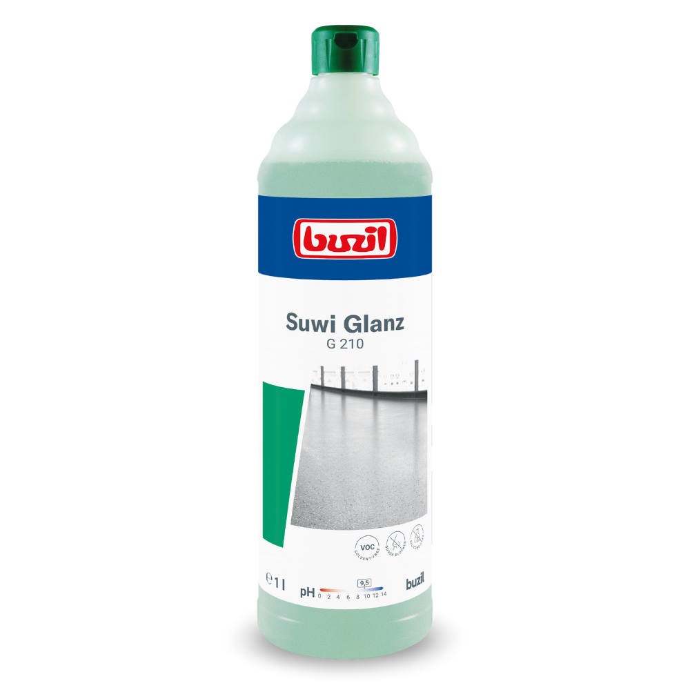 Buzil Suwi Glanz G 210 Wischpflege auf Basis wasserunlöslicher Polymere und Wachse | Flasche (1 l)