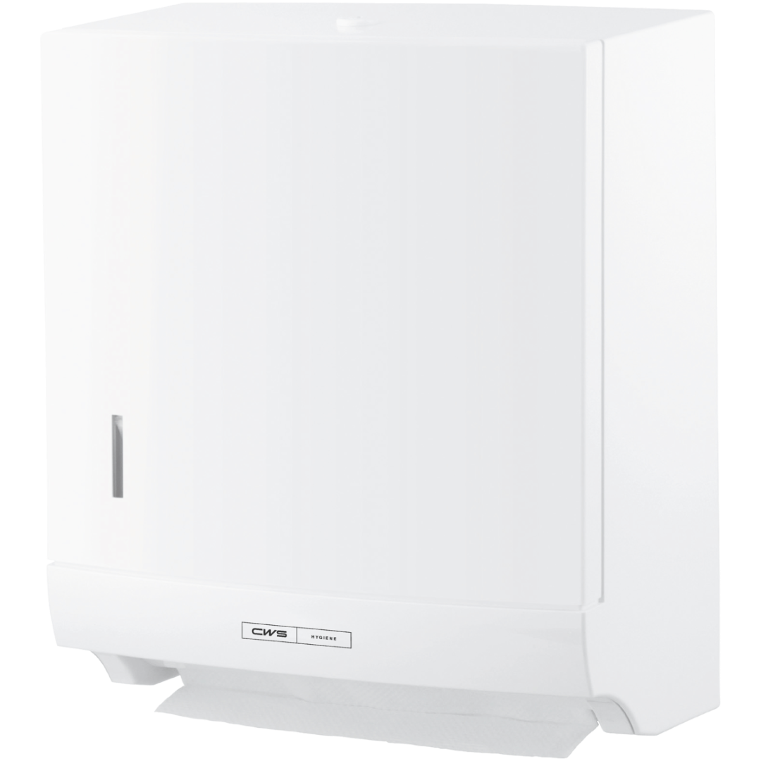 CWS ParadiseLine Faltpapierhandtuchspender Paper Slim inklusive Panel Weiß - mit Druckknopf | 1 Stück