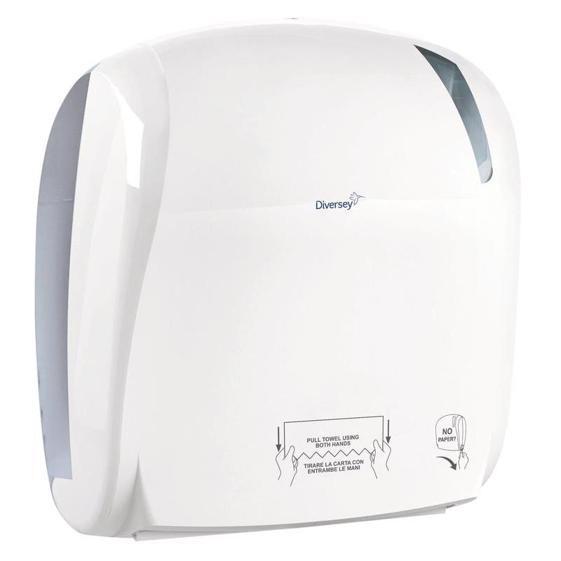 Handtuchrollenspender - autocut, Handtuchrollenspender mit automatischer Schneidevorrichtung; Material: Kunststoff; Farbe: weiß/transparent; Grösse: 371 x 330 x 221 mm (HxBxT); passendes Papier: 7518700 | Packung (1 Stück)-1