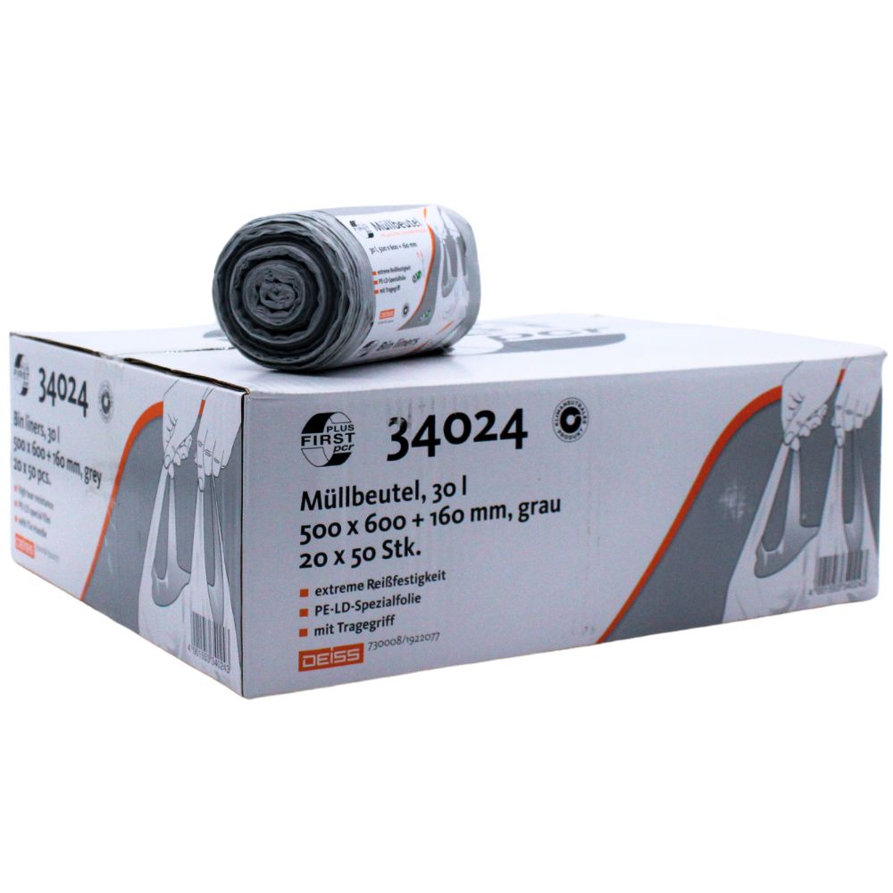 DEISS First Plus Pcr Müllbeutel 30 Liter, 34044 mit Tragegriff-1