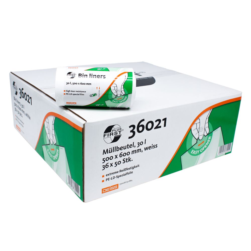 DEISS First Plus® Müllbeutel 30 Liter, Premium-LDPE, 36021-1