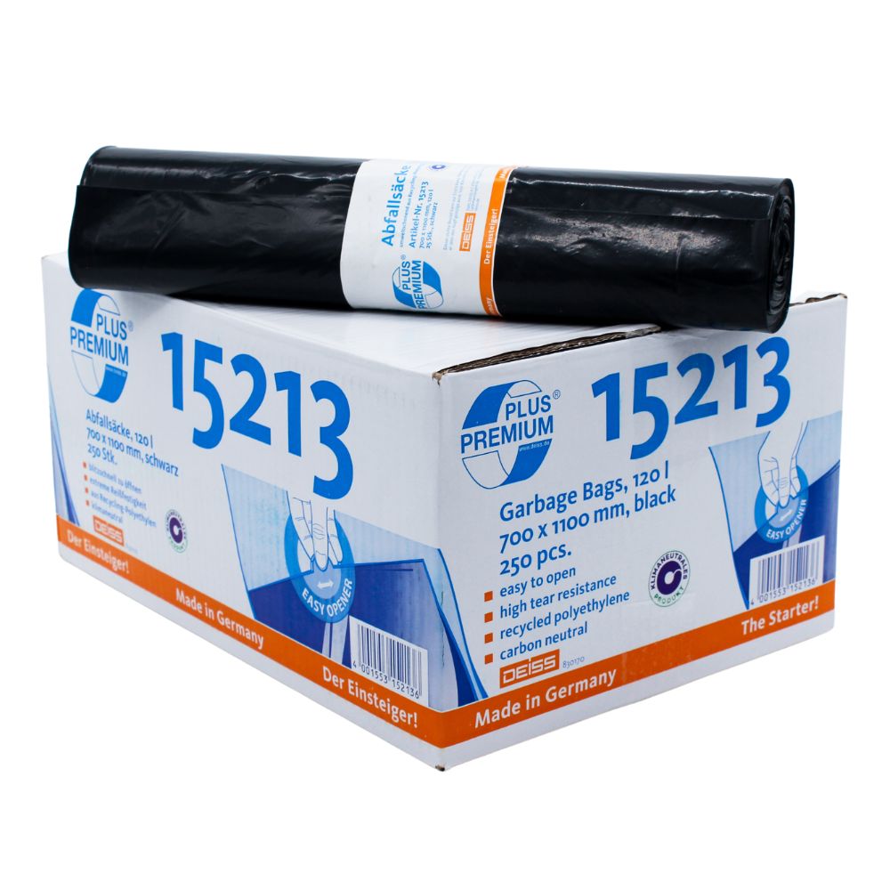 DEISS Premium Plus® Abfallsäcke Typ 60, 15213, 120 Liter schwarz
