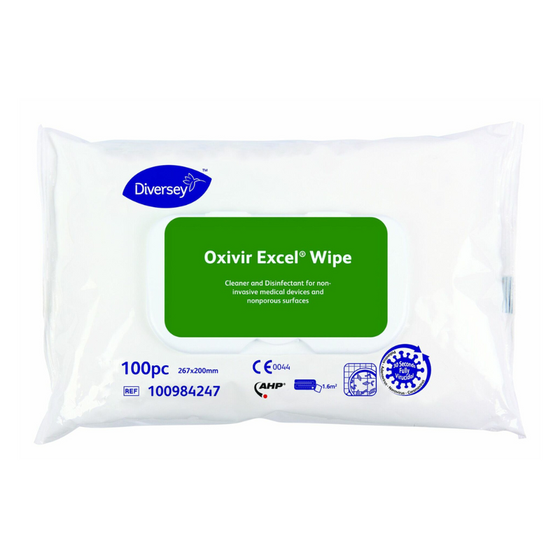 Diversey Oxivir® Excel Wipe Desinfektionstücher mit breitem Wirkungsspektrum | Packung (100 Tücher)-zoom-