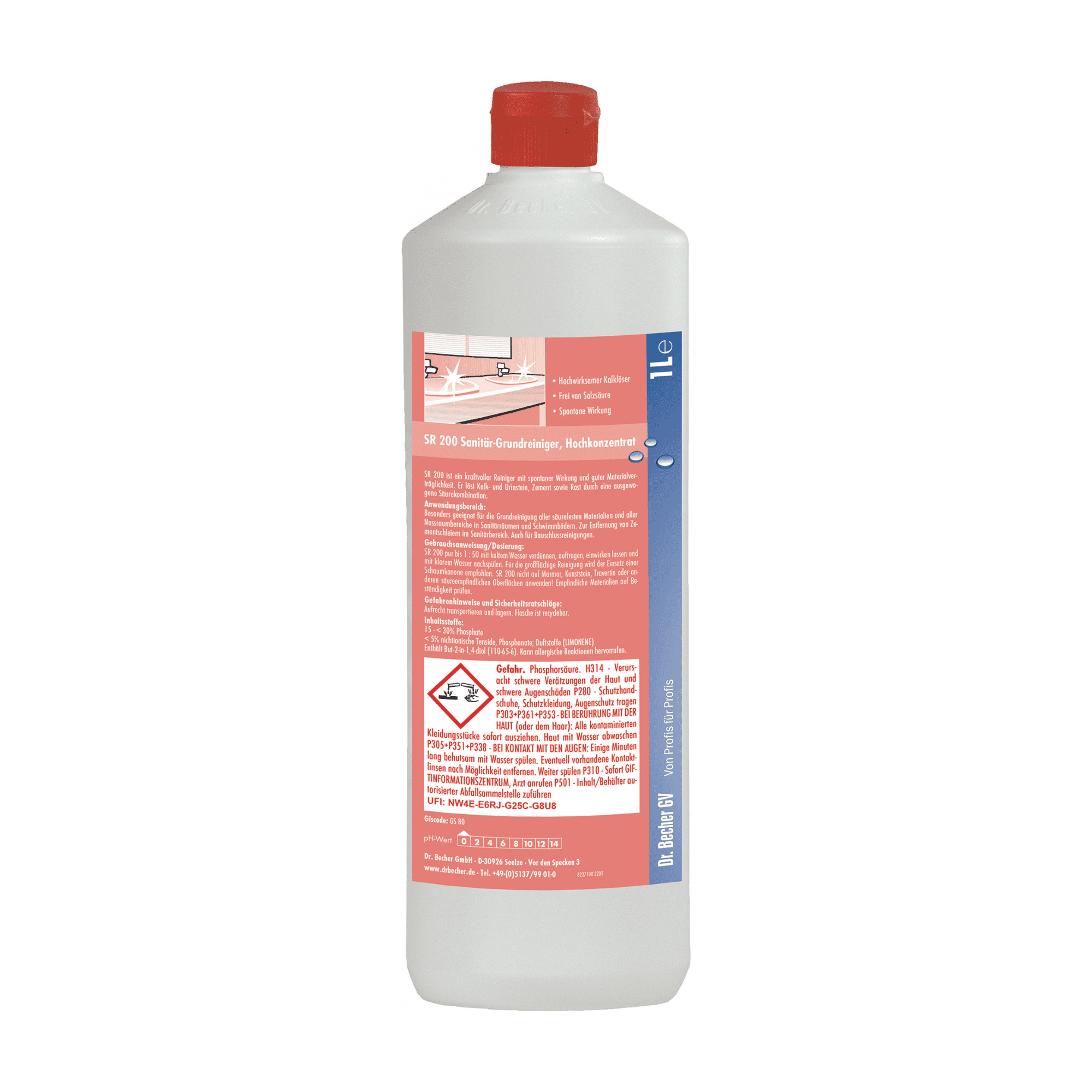 Dr. Becher SR 200 Sanitär Grundreiniger Hochkonzentrat - 1 Liter | Flasche (1 l)