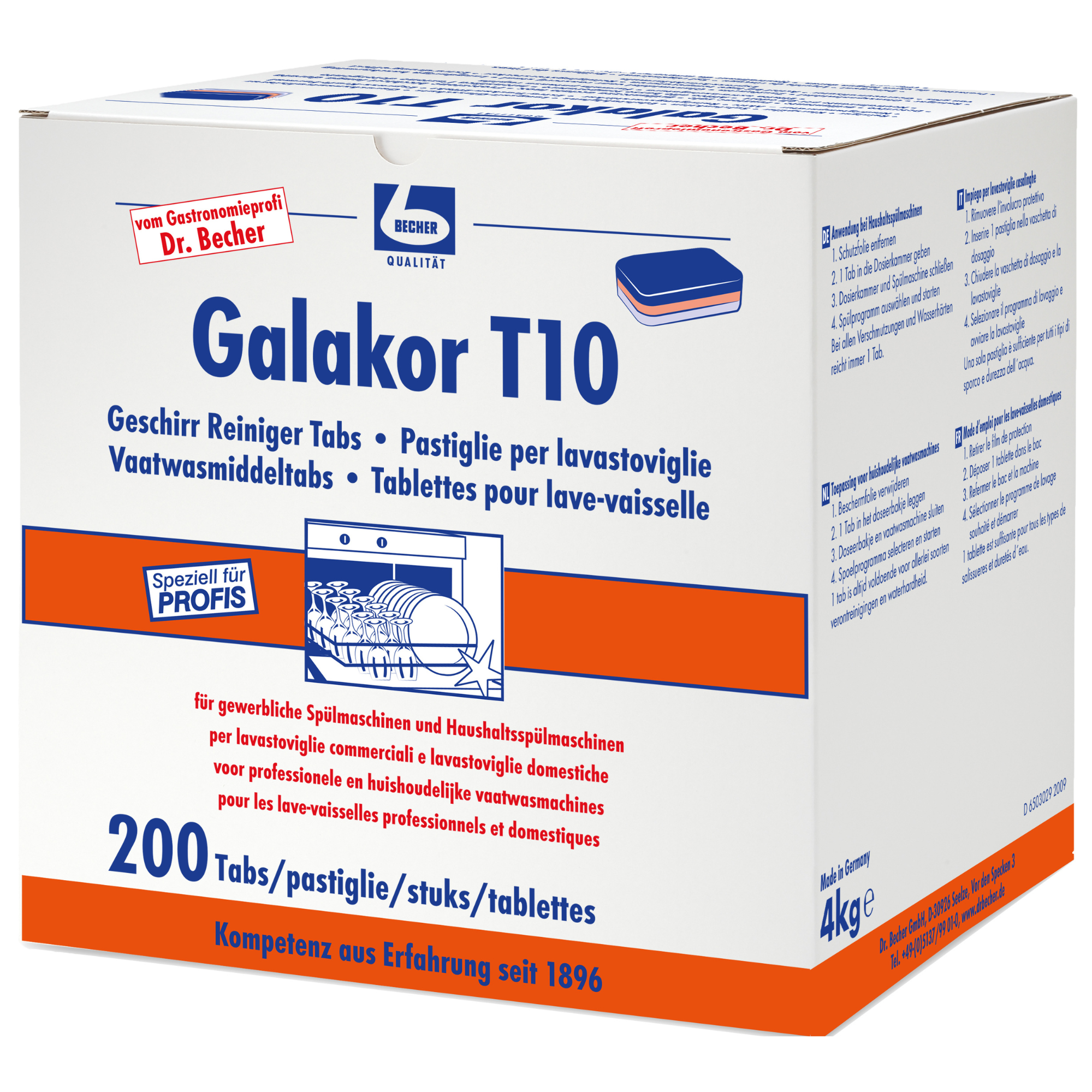 Dr. Becher Galakor T10 Geschirrreiniger Tabs - 200 Stk. | Packung (200 Stück)