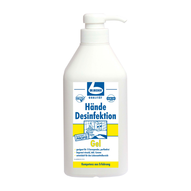 Dr. Becher Händedesinfektionsgel mit Dispenser - 1 Liter | Flasche (1 Stück)-zoom-