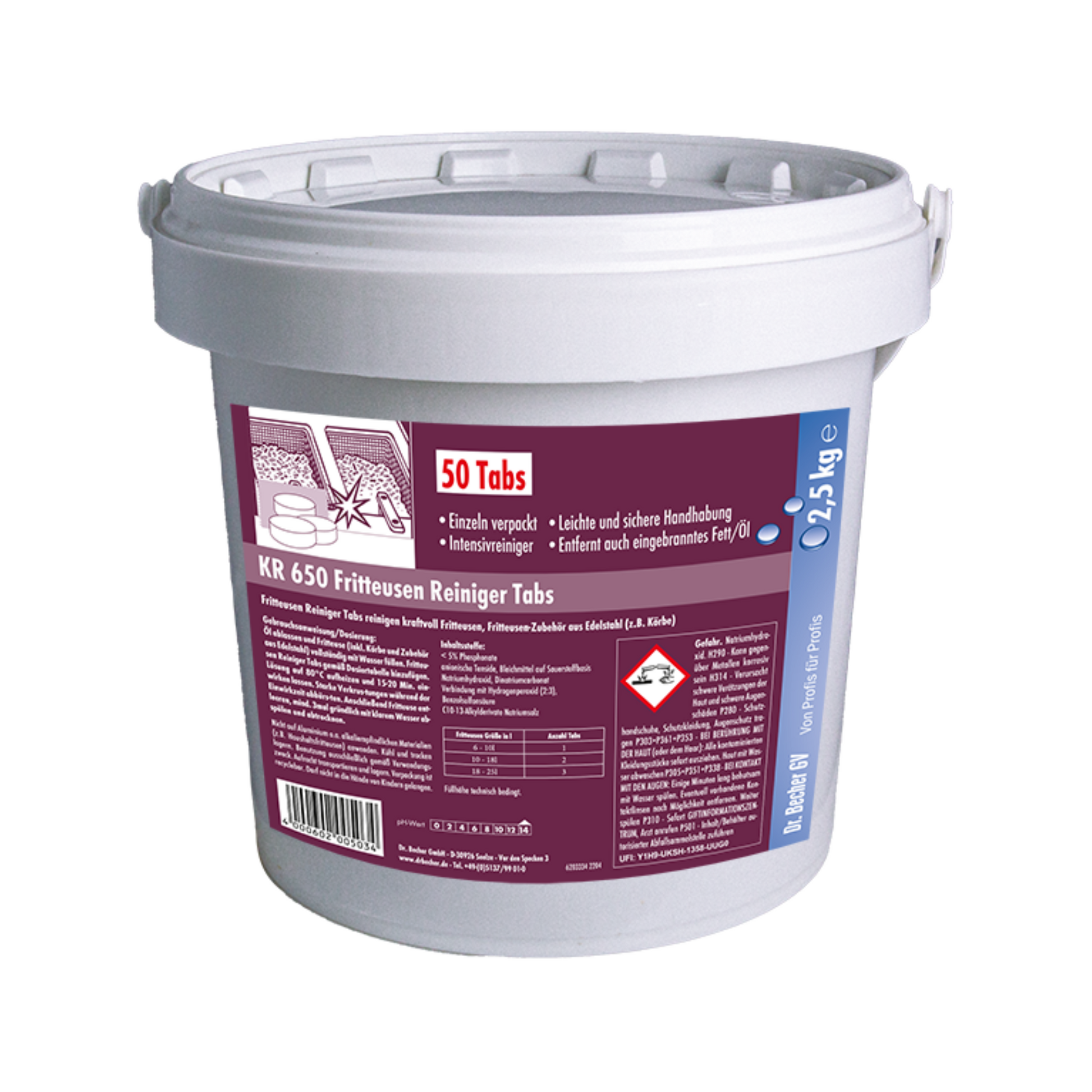 Auslaufartikel: Dr. Becher Fritteusen Reiniger Tabs KR650 - 50 Stück | Packung (50 Stück)-1