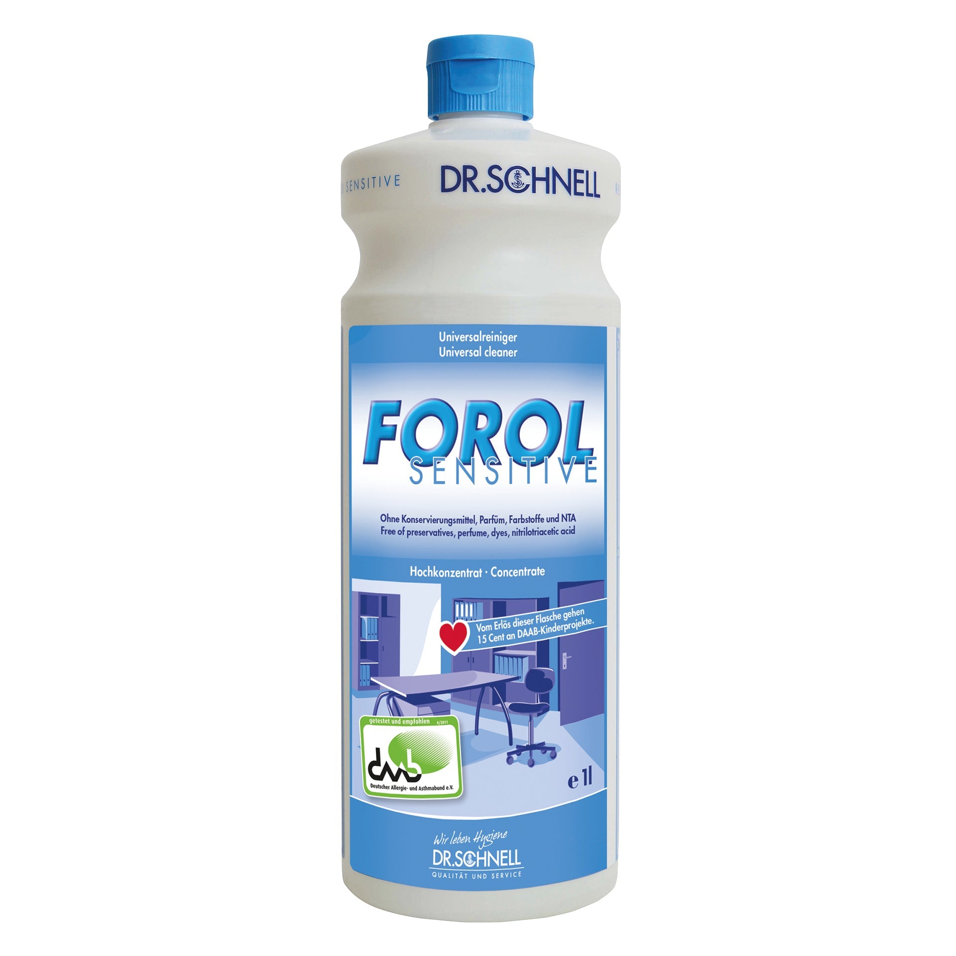 Dr. Schnell Forol Sensitive Universalreiniger, duft- und farbstofffrei, für Oberflächenreinigung | Flasche (1 l)-zoom-1