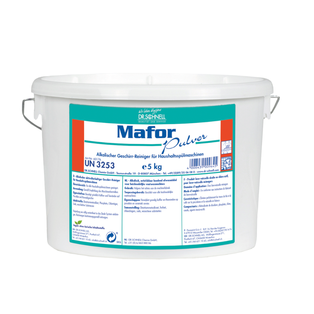 Dr. Schnell MAFOR PULVER Geschirrreiniger mit Chlor und Phosphat, für alle Wasserhärten | Eimer (5 kg)-1