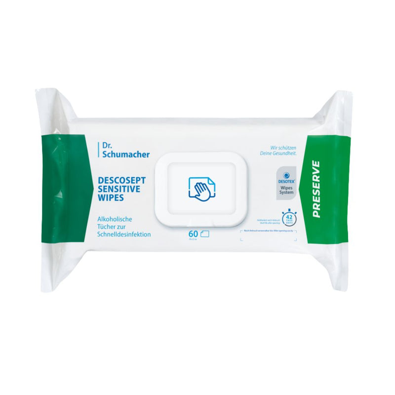 Dr. Schumacher Descosept Sensitive Wipes Desinfektionstücher | Packung (60 Tücher)-zoom-