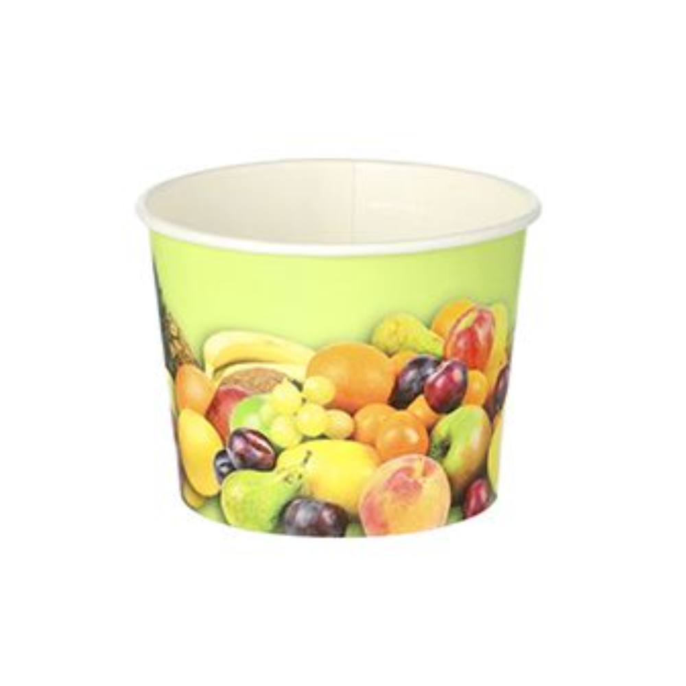 Starpak Eisbecher To Go Pappe rund 100 ml Ø 7 cm · 5,3 cm "Früchte" | Schrumpffolie (200 Stück)