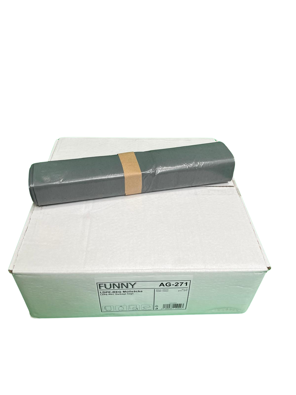 Müllsack, 120 L, 700 x 1100mm Stärke MEDIUM, 10 Rollen je 25 Sack grau