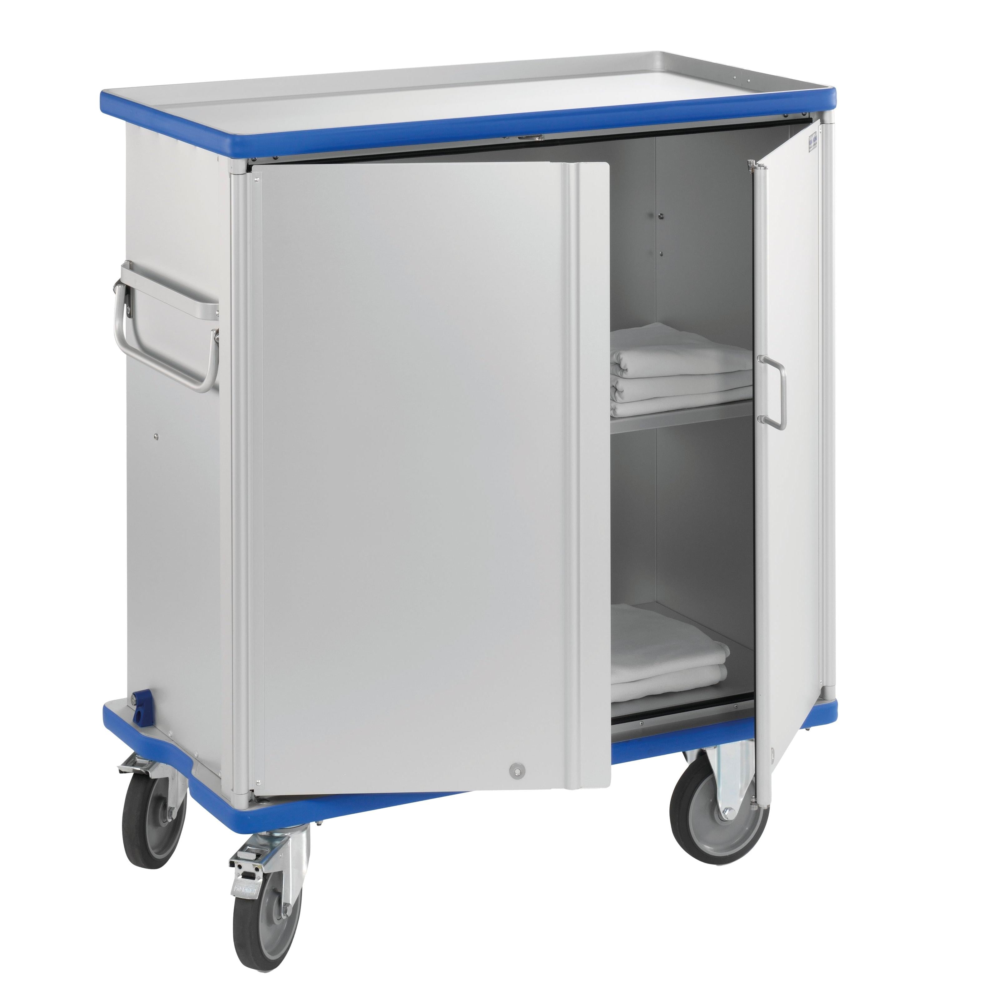 Novocal Schrankwagen Material: Aluminium, eloxiert 2 Flügeltüren um 270 Grad schwenkbar, mit Zentr | Packung (1 Stück)