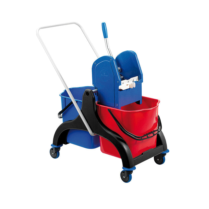 DOPPELFAHREIMER,MIT MOPP-PRESS ROT/ BLAU,630X400X490/690MM