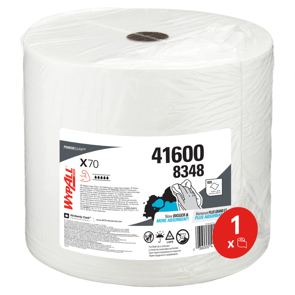 WypAll® X70 PowerClean - Großrolle / Weiß - 1 Roll  x 870 Sheets | Karton (1 Rolle)