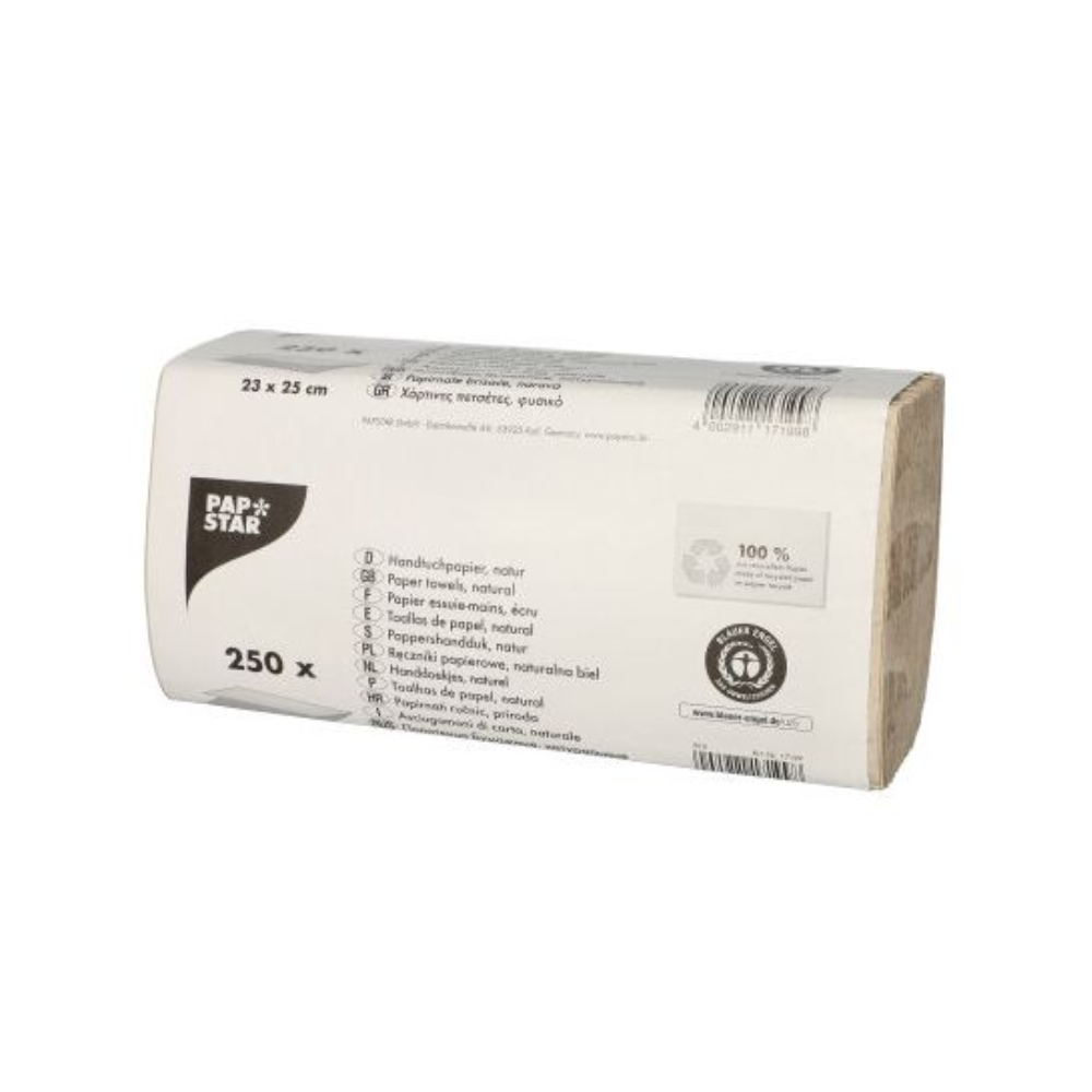 PAPSTAR Papierhandtücher Zick Zack, 25x23 cm, 1-lagig, natur | Packung (250 Blätter)