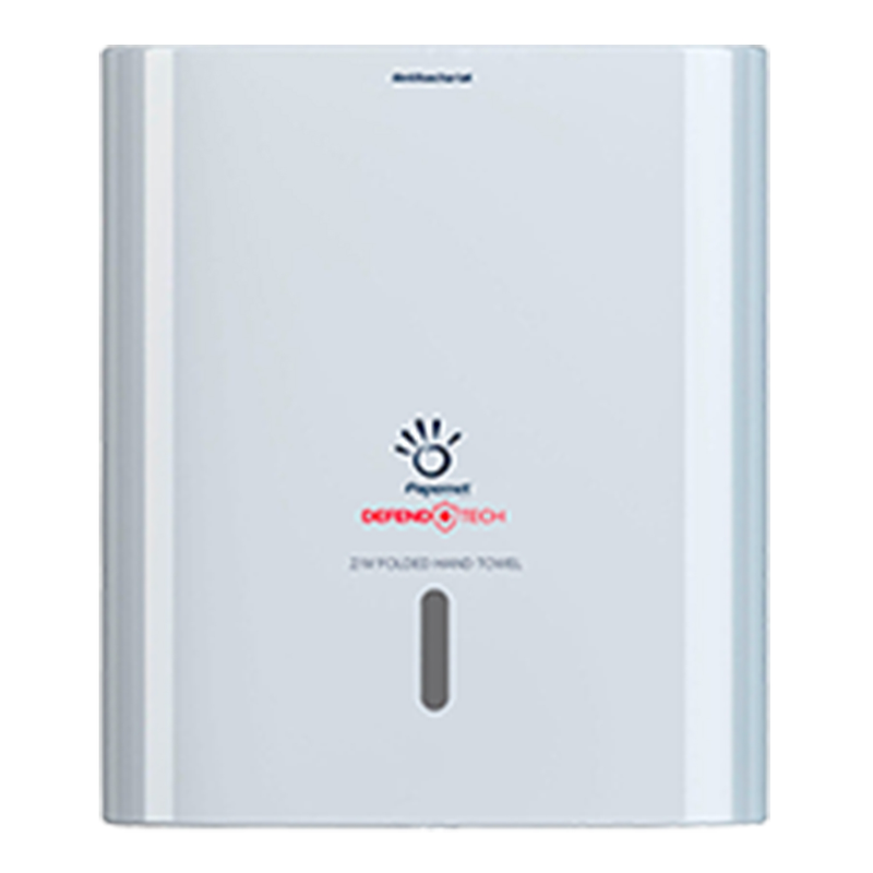 Papernet Antibakterieller Spender für Z/W-Falz Falthandtücher mit Defend Tech Technologie | Karton (1 Packung)-zoom-