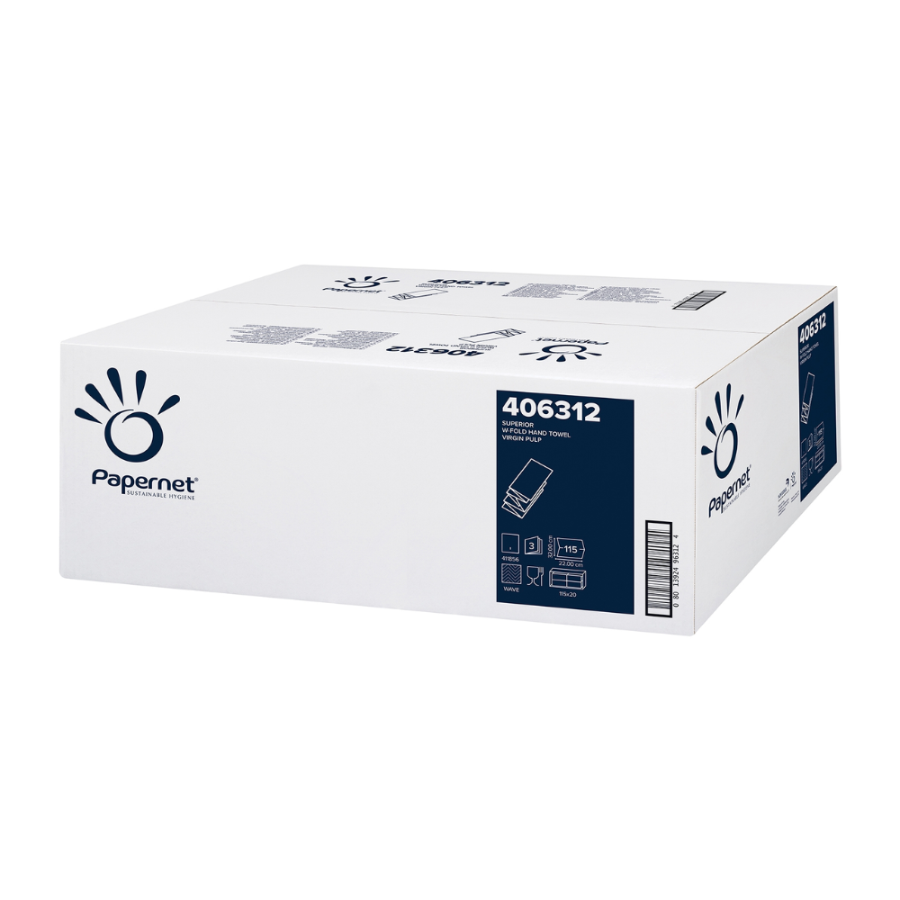 Papernet W-Falz, 3-lg Zellstoff, 20x115 Bl., 22x32cm  SUPERIOR  White Wave | Karton (20 Packungen)-zoom-1