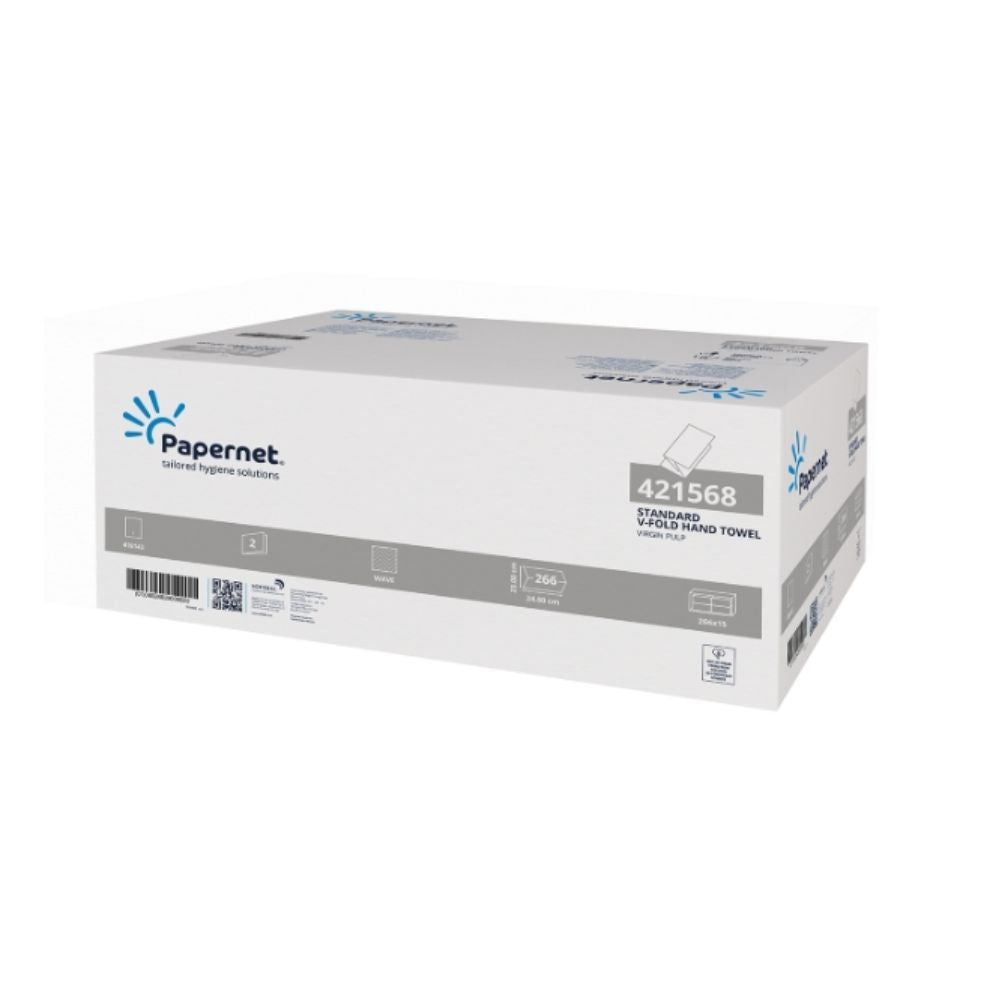 Papernet Papierhandtücher 421568, 3990 Blatt, 2-lagig V-Falz  | Karton (15 Packungen)