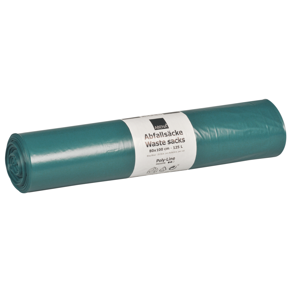 Abfallsäcke 125 L, 800x1000 mm, 48 my LDPE, Blau    | Rolle (25 Beutel)-1