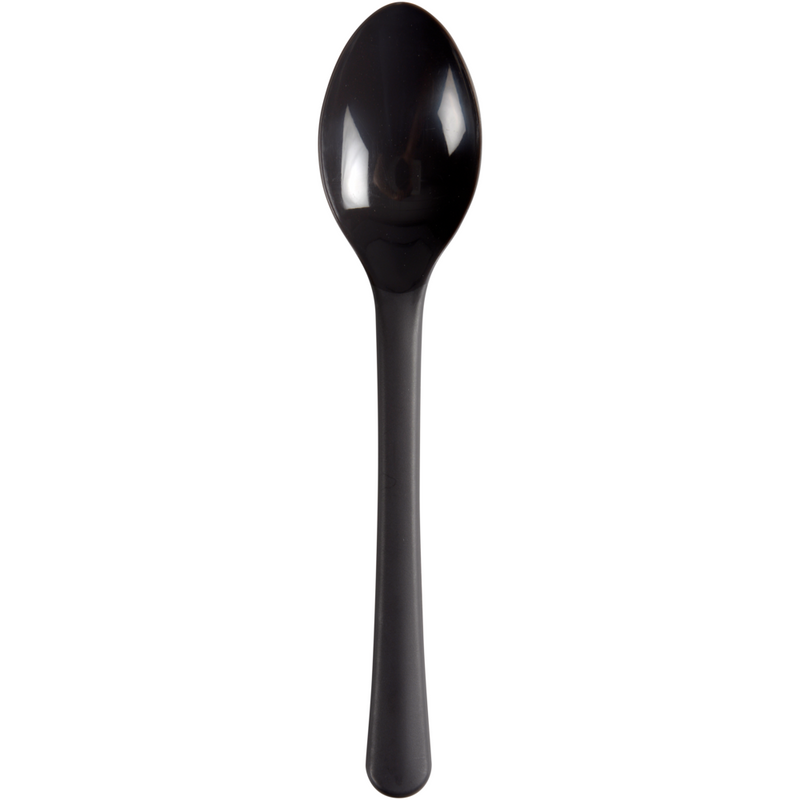Mehrweg Teelöffel, 14cm, Schwarz, PP   | Packung (100 Stück)-zoom-