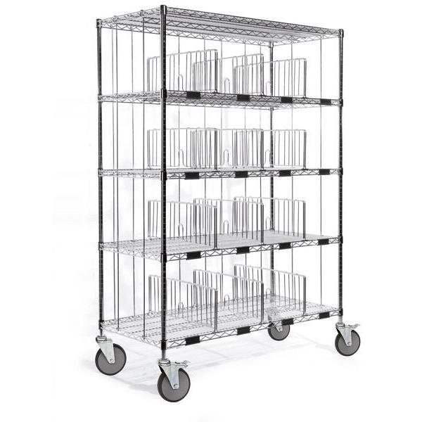 Novocal Sortierregalwagen Material: Präzisionsstahl,  vernickelt und hochglanzverchromt 4 Eckpfost | Packung (1 Stück)-1