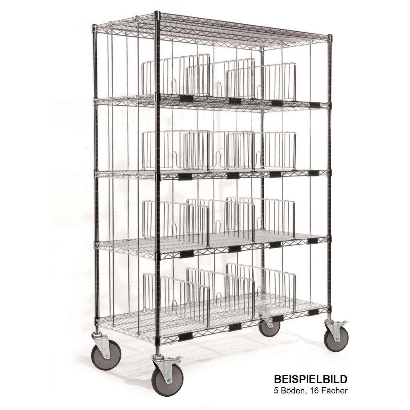 Novocal Sortierregalwagen Material: Präzisionsstahl,  vernickelt und hochglanzverchromt 4 Eckpfost | Packung (1 Stück)-1
