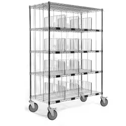 Novocal Sortierregalwagen Material: Präzisionsstahl,  vernickelt und hochglanzverchromt 4 Eckpfost | Packung (1 Stück)