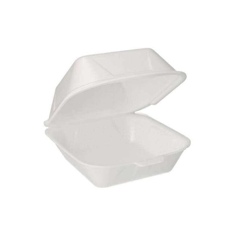 Starpak Burger-Boxen mit Klappdeckel aus XPS 14,5 x 15,5 cm weiss | Schrumpffolie (125 Stück)-zoom-