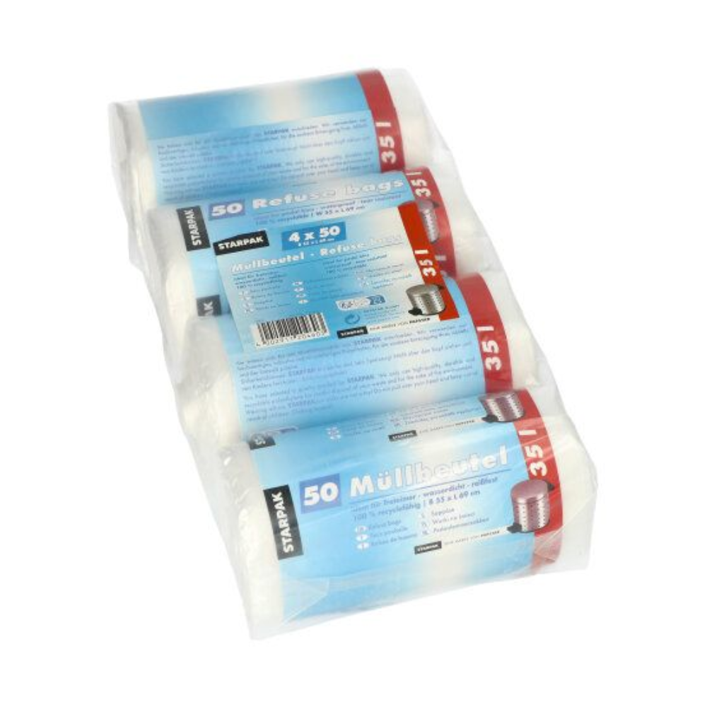 Starpak Müllbeutel 35 l transparent H 69 x B 55 cm | Folie (200 Stück)-1