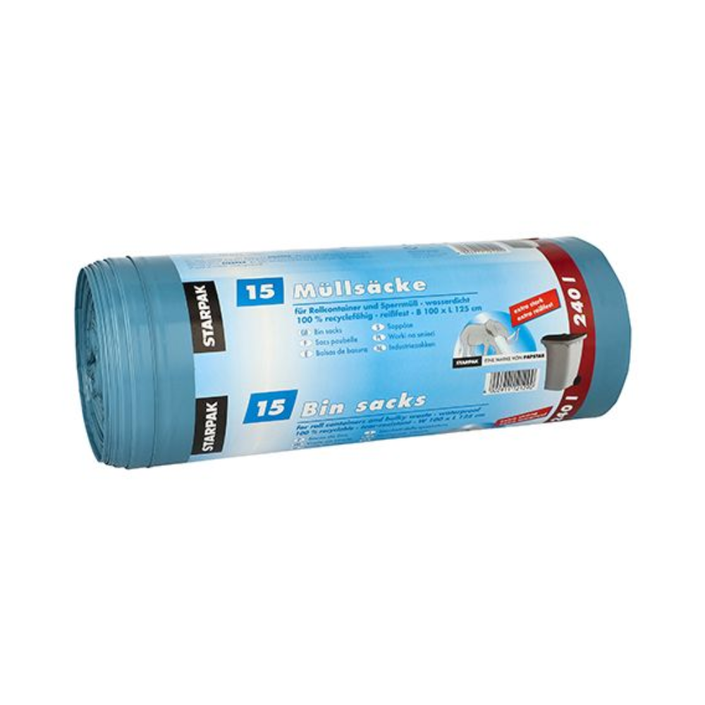 Starpak Müllsäcke 240 l H 125 x B 100 cm blau | Banderole (15 Stück)-1