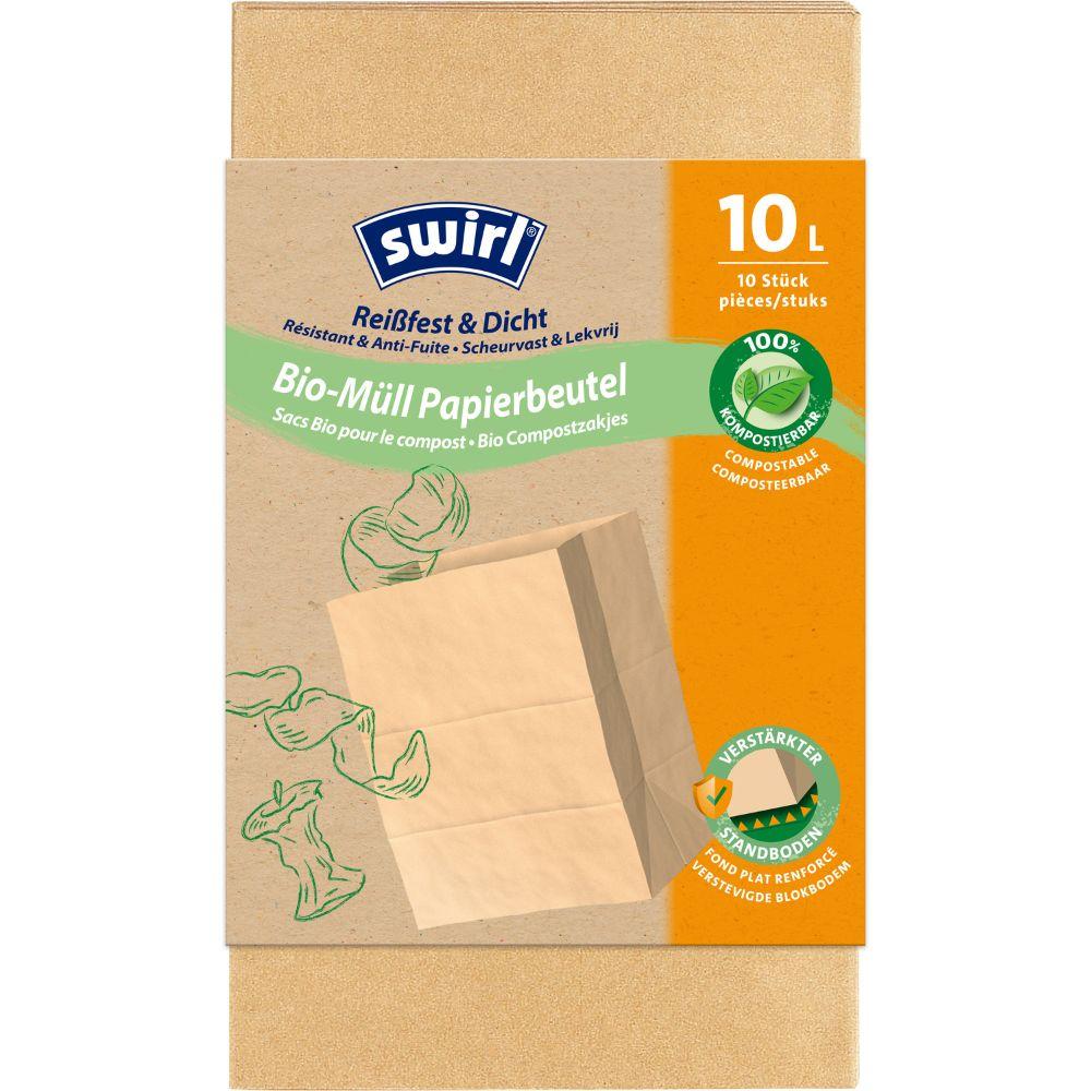 Swirl Bio-Müll Papierbeutel 10 l Reißfest & Dicht | Rolle (10 Beutel)-zoom-1