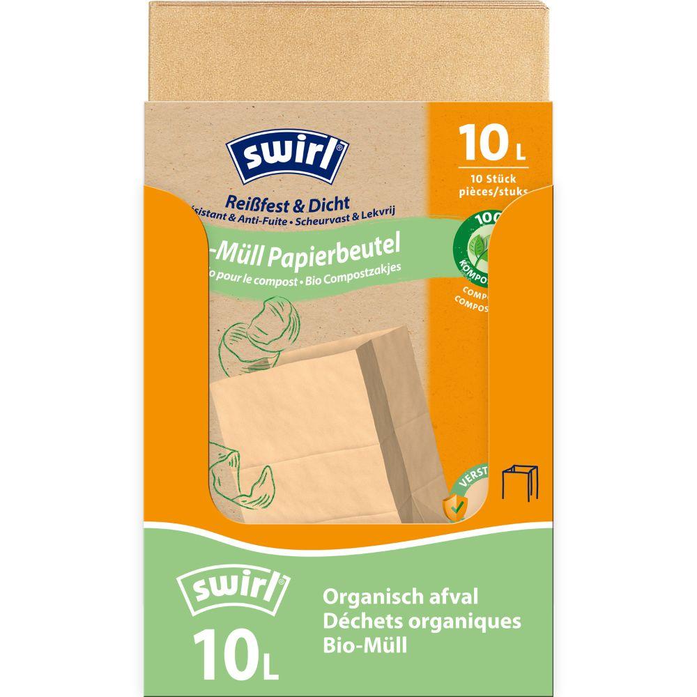Swirl Bio-Müll Papierbeutel 10 l Reißfest & Dicht | Rolle (10 Beutel)-zoom-3
