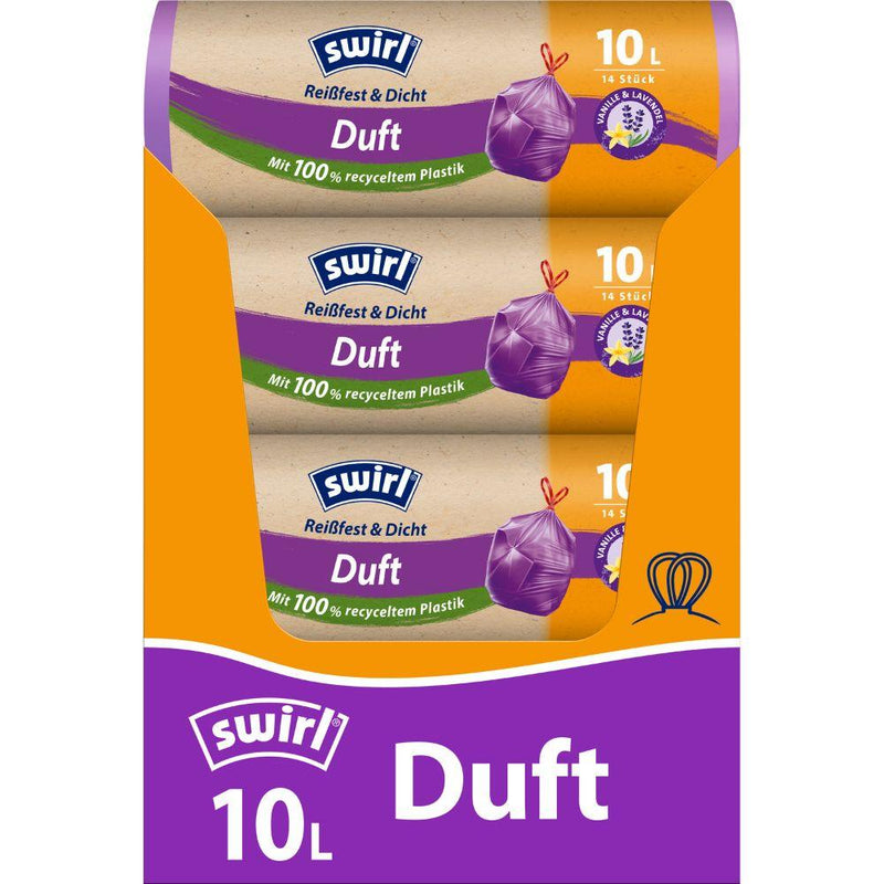 Swirl Duft-Müllbeutel Vanille-Lavendel 10 l Reißfest & Dicht | Rolle (14 Beutel)-zoom-