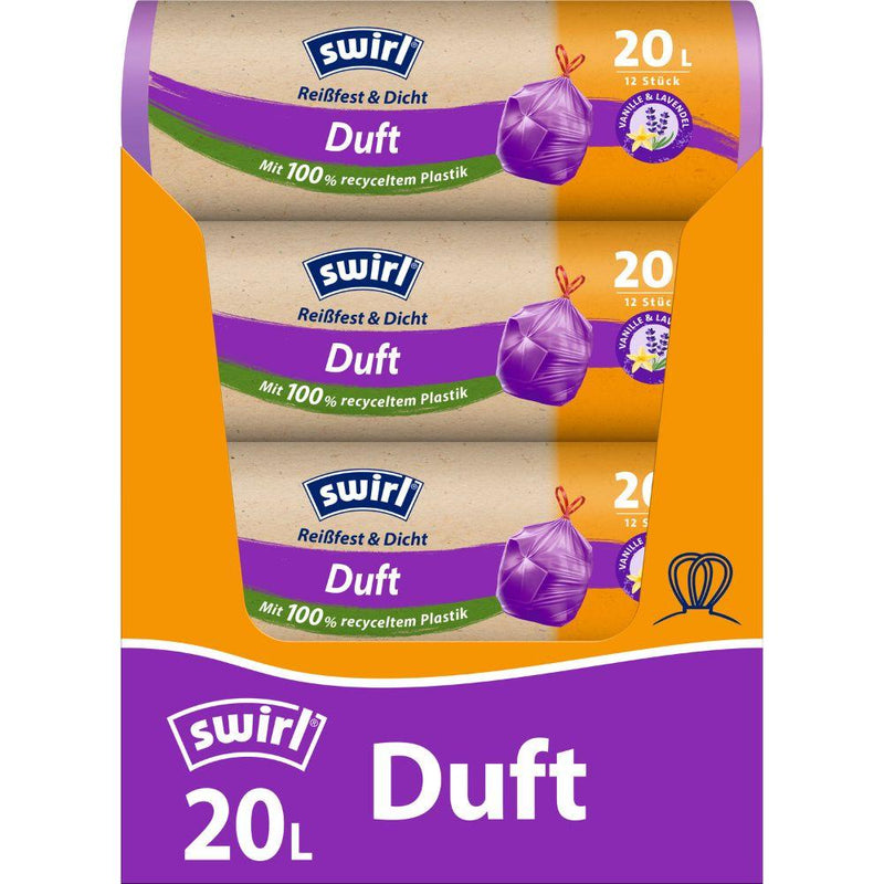Swirl Duft-Müllbeutel Vanille-Lavendel 20 l Reißfest & Dicht | Rolle (12 Beutel)-zoom-