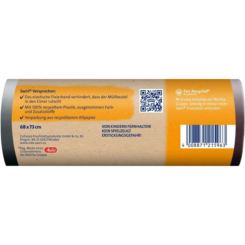Swirl Fixierband-Müllbeutel 60 l Reißfest & Dicht | Rolle (10 Beutel)-zoom-