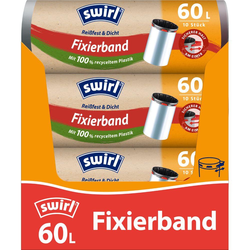 Swirl Fixierband-Müllbeutel 60 l Reißfest & Dicht | Rolle (10 Beutel)-3