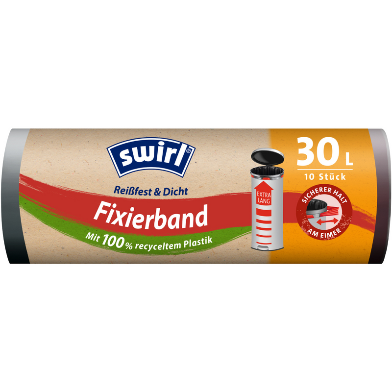 Swirl Fixierband-Müllbeutel XL 30 l extra Lang | Rolle (10 Beutel)-zoom-
