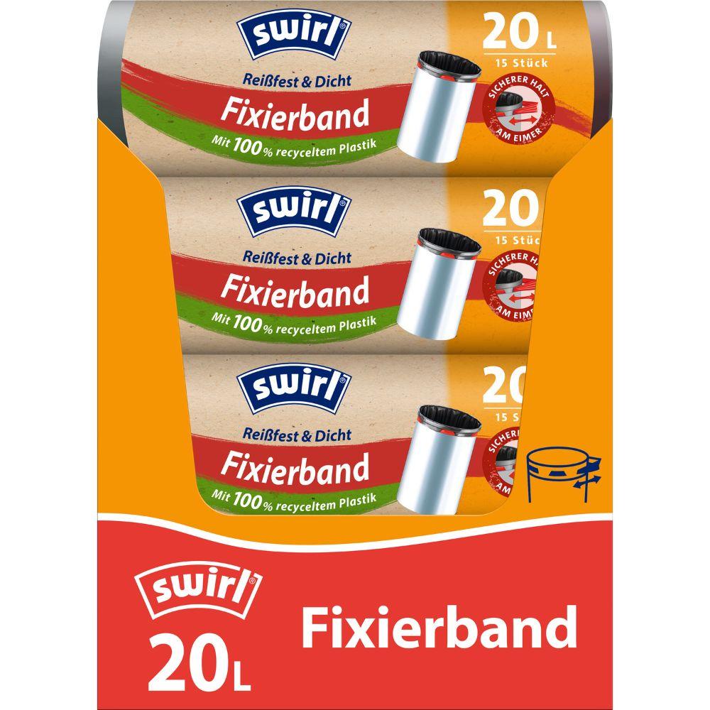 Swirl Fixierband-Müllbeutel 20 l Reißfest & Dicht | Rolle (15 Beutel)-zoom-3