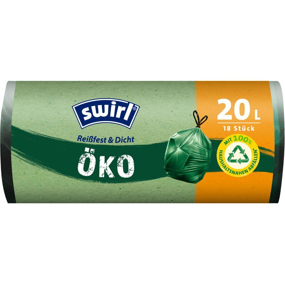 Swirl Öko-Müllbeutel mit Zugband 20 l Reißfest & Dicht | Rolle (18 Beutel)-zoom-1
