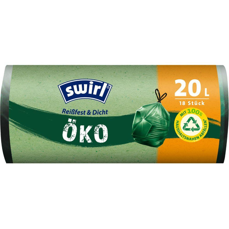Swirl Öko-Müllbeutel mit Zugband 20 l Reißfest & Dicht | Rolle (18 Beutel)-zoom-