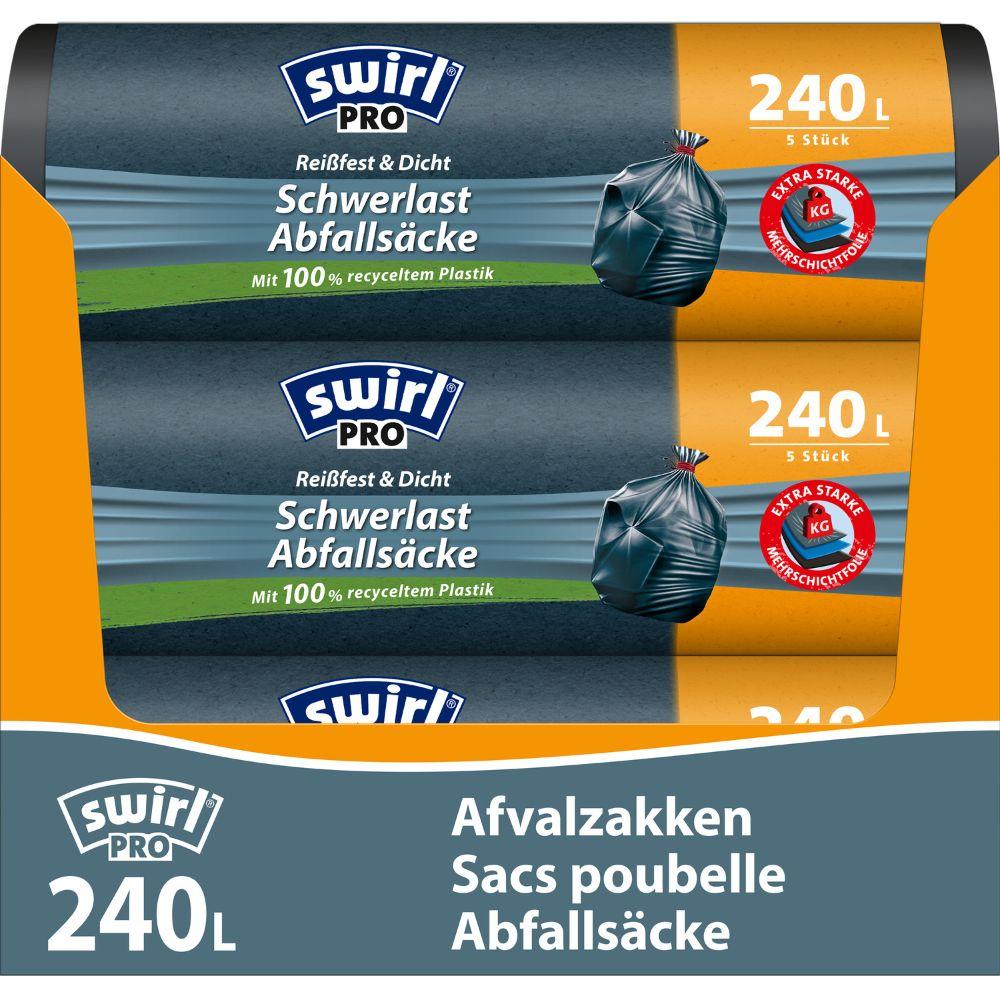 Swirl Schwerlast-Säcke Profi mit Zugband 240 l Reißfest & Dicht | Rolle (5 Beutel)-zoom-3