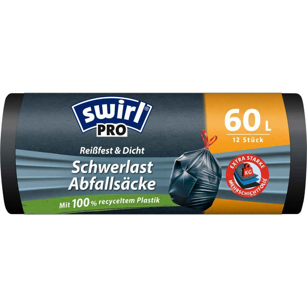 Swirl Schwerlast-Säcke Profi mit Zugband 60 l Reißfest & Dicht | Rolle (12 Beutel)-zoom-1