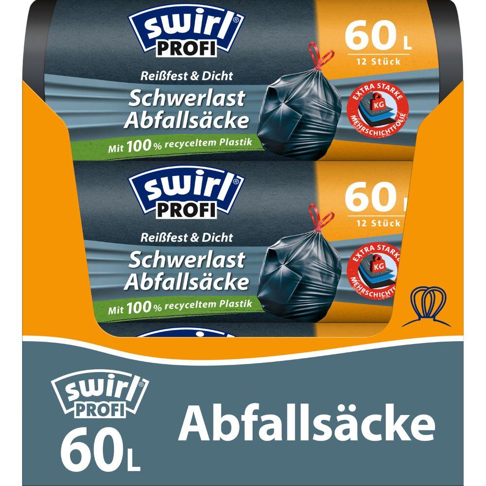 Swirl Schwerlast-Säcke Profi mit Zugband 60 l Reißfest & Dicht | Rolle (12 Beutel)-3