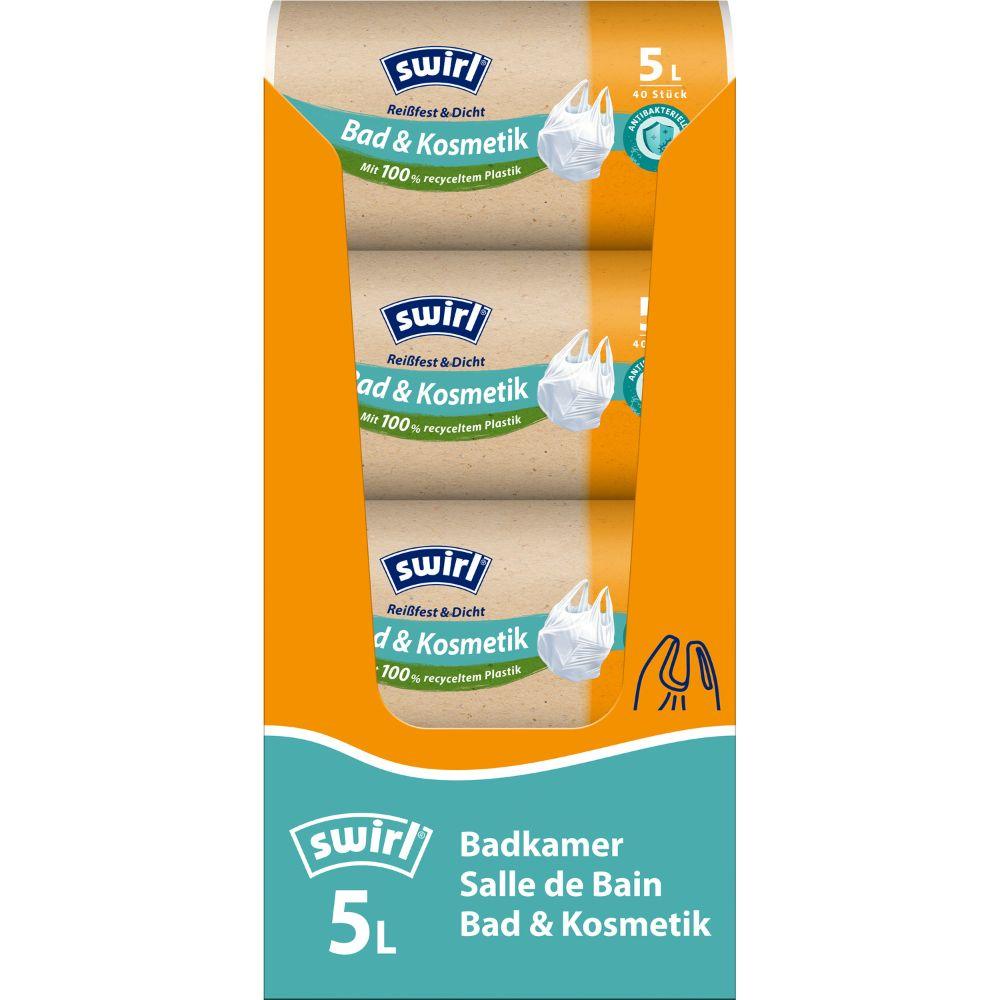 Swirl Tragegriff-Müllbeutel Bad- & Kosmetik 5 l Reißfest & Dicht | Rolle (40 Beutel)-zoom-3